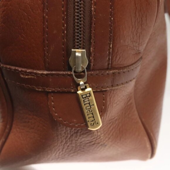 Burberrys Hand Bag Leather Brown Gold Auth ep9811 - Picture 11 of 15